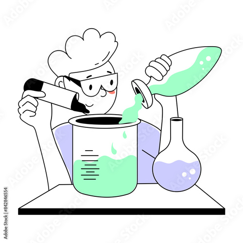 An editable doodle mini illustration of chemical testing 