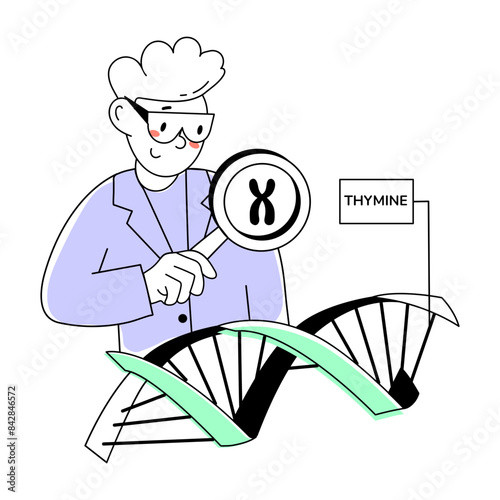 A character based doodle mini illustration of dna analysis 