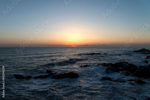 View of the sunrise on the sea