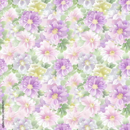 Floral variety color, form natural, seamless fabric pattern.