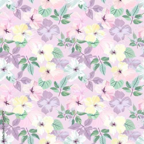 Wallpaper Mural Floral variety color, form natural, seamless fabric pattern. Torontodigital.ca
