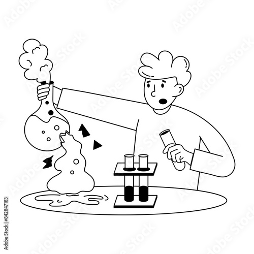 Trendy hand drawn mini illustration of lab mistake 