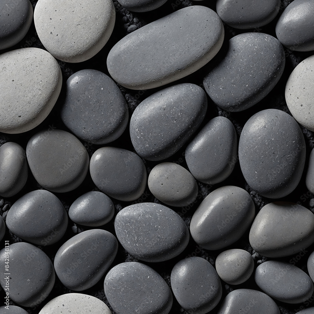 A dark pebble background with a seamless pattern of smooth, round rocks - Seamless tile A dark pebble background with a seamless pattern of smooth, round rocks - Seamless tile