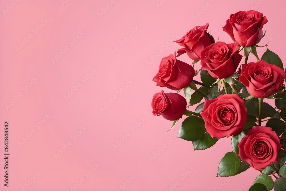 Bouquet of red roses on background with copy space. Isolated floral beauty for special occasions. Bouquet of red roses on background with copy space. Isolated floral beauty for special occasions.