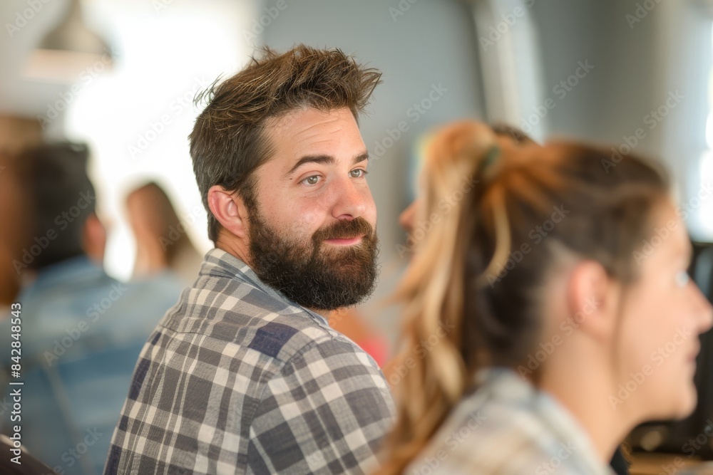 Portrait of a handsome young man with beard and mustache in a beauty salon Portrait of a handsome young man with beard and mustache in a beauty salon