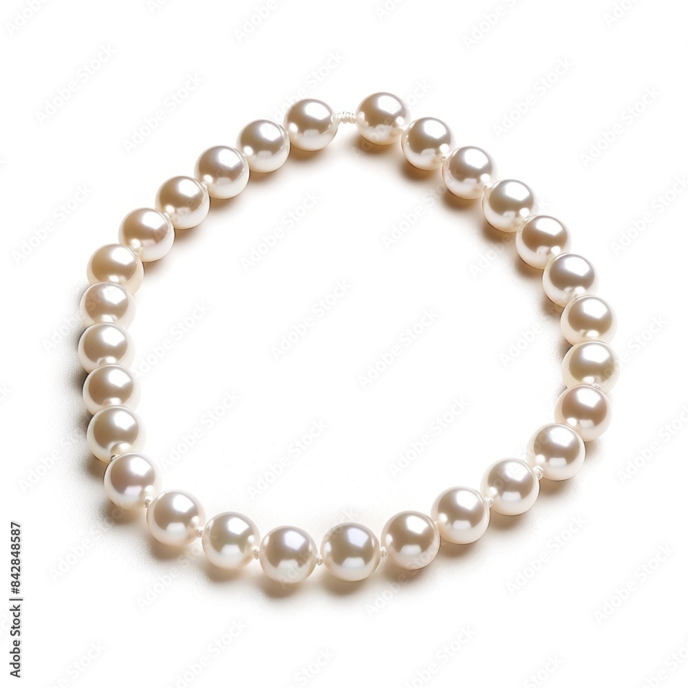 Timeless Elegance - Beautiful Pearl Necklace on White Background Timeless Elegance - Beautiful Pearl Necklace on White Background