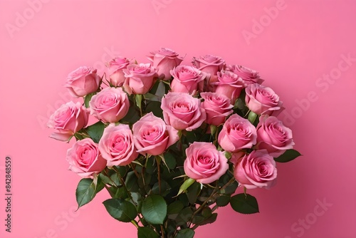 Wallpaper Mural Bouquet of pink roses on isolated pink background. Perfect floral decoration for weddings and anniversaries. Torontodigital.ca