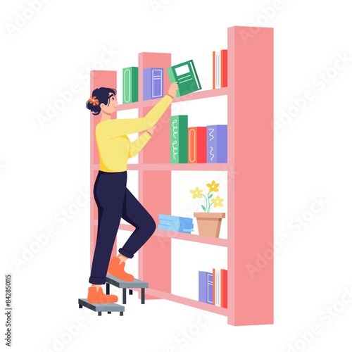 Modern flat illustration of arranging books