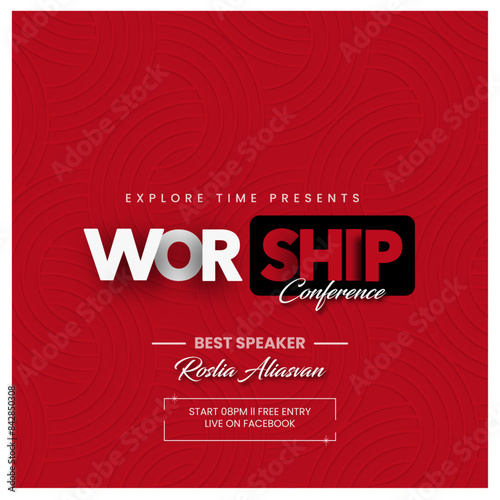 Church conference flyer social media post web banner,worship flyer, church banner, church flyer, square banner template