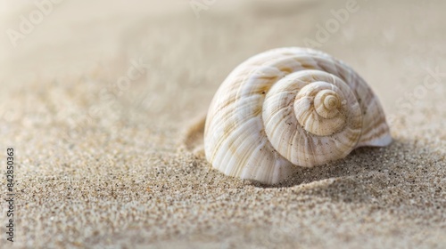 Detailed Seashell on Sandy Beach Minimalist Shot
