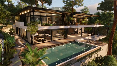 Nature’s Nest: A Modern House with a Pool Amidst Verdant Greenery