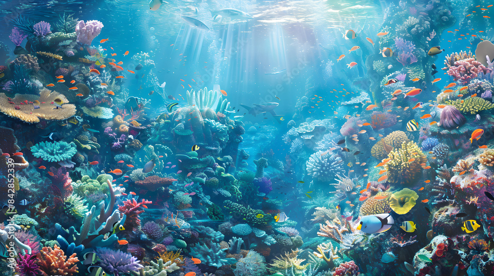 Fototapeta premium Ocean's Jewel: Vibrant Coral Reef Life