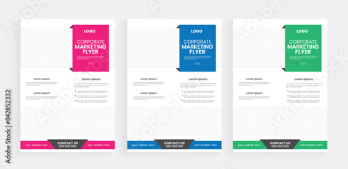 Business handout marketing flier design, new publication pamphlet layout with print vector graphic leaflet, flyer for advertising company report and seminar.