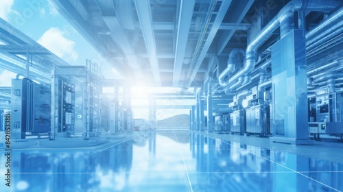 Wallpaper Mural factory use clean energy, industrial, factory, pollution, technology, environment, energy, gas, chimney, plant, chemical, manufacturing, engineering, fuel, petrochemical Torontodigital.ca