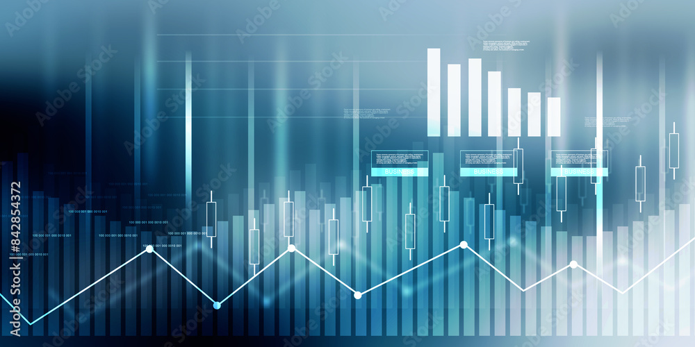 Fototapeta premium 2d illustration Stock market online business concept. business Graph 