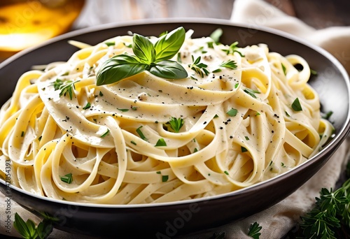delicious creamy fettuccine alfredo pasta dish parmesan cheese sauce, italian, homemade, recipe, white, cheesy, savory, comfort, food, gourmet, culinary