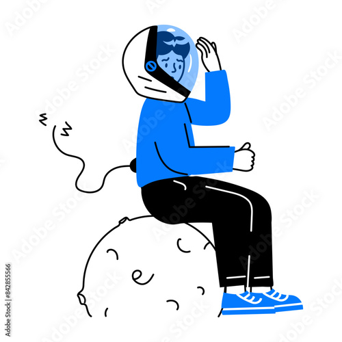 Latest doodle mini illustration of moon exploration 