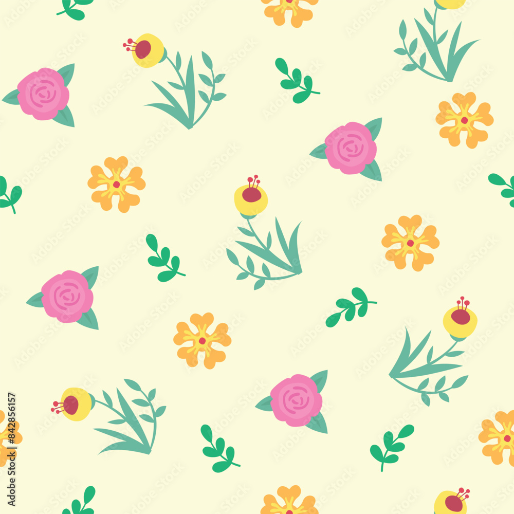 Fototapeta premium Seamless flower pattern design vector. Floral print for fabric.