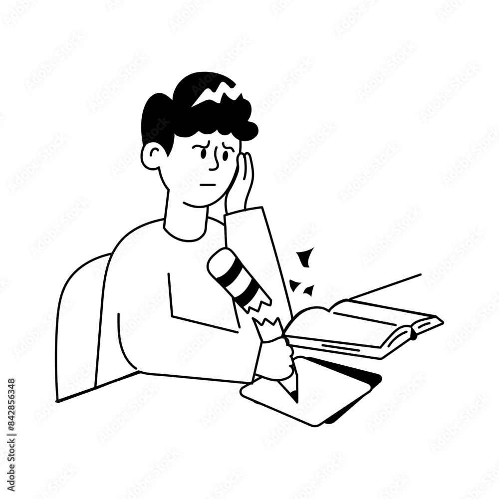 Grab this doodle mini illustration of breaking pencil Grab this doodle mini illustration of breaking pencil