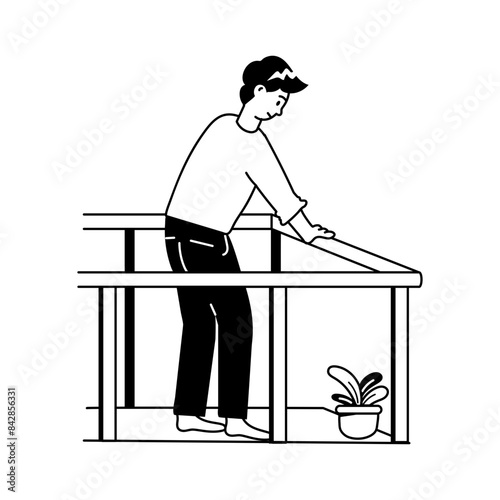 A hand drawn mini illustration of alone person 