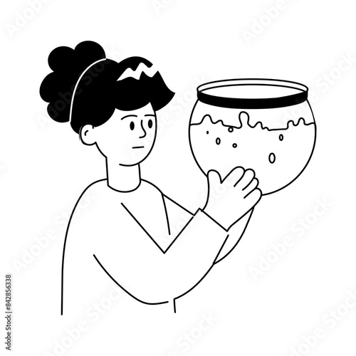 Get this doodle mini illustration of empty aquarium