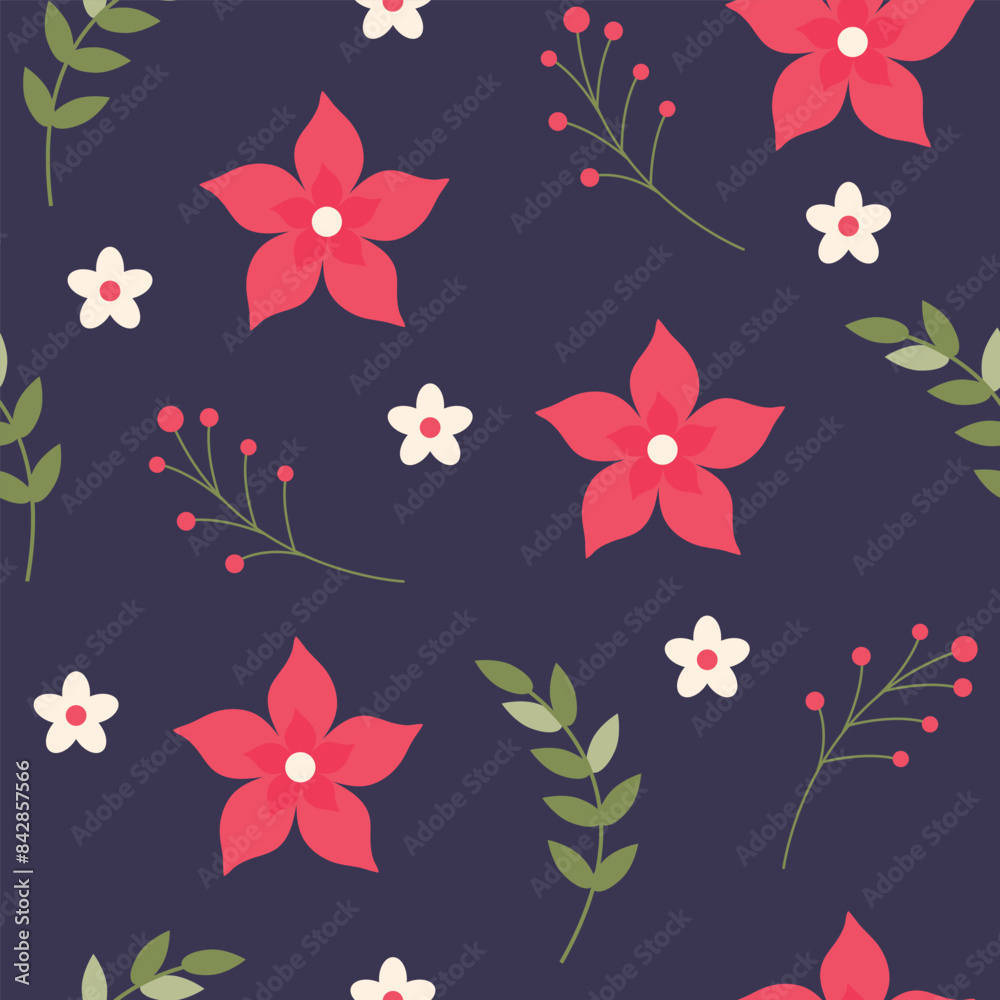 Fototapeta premium Seamless flower pattern design vector. Floral print for fabric.