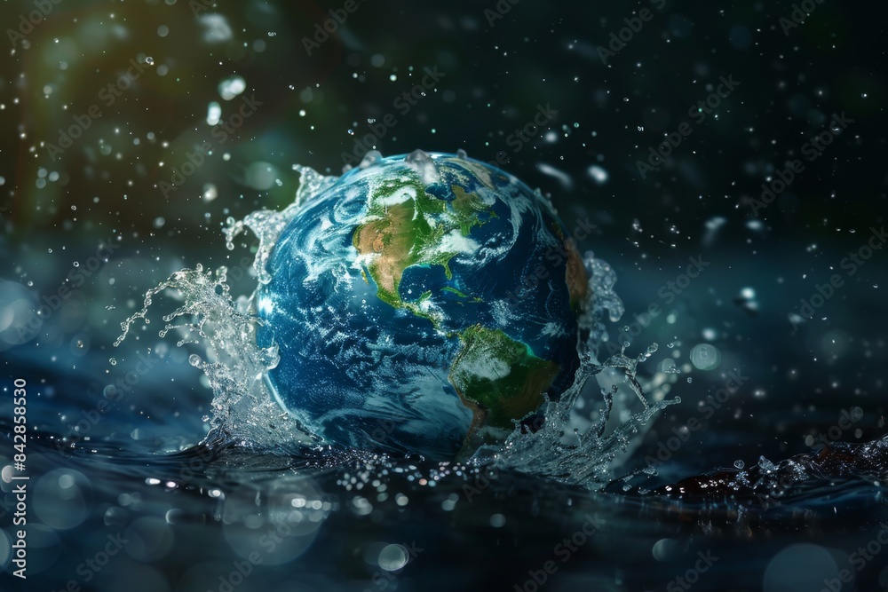 Saving water and world environmental protection concept. Eearth, globe, ecology, nature, planet concepts Saving water and world environmental protection concept. Eearth, globe, ecology, nature, planet concepts