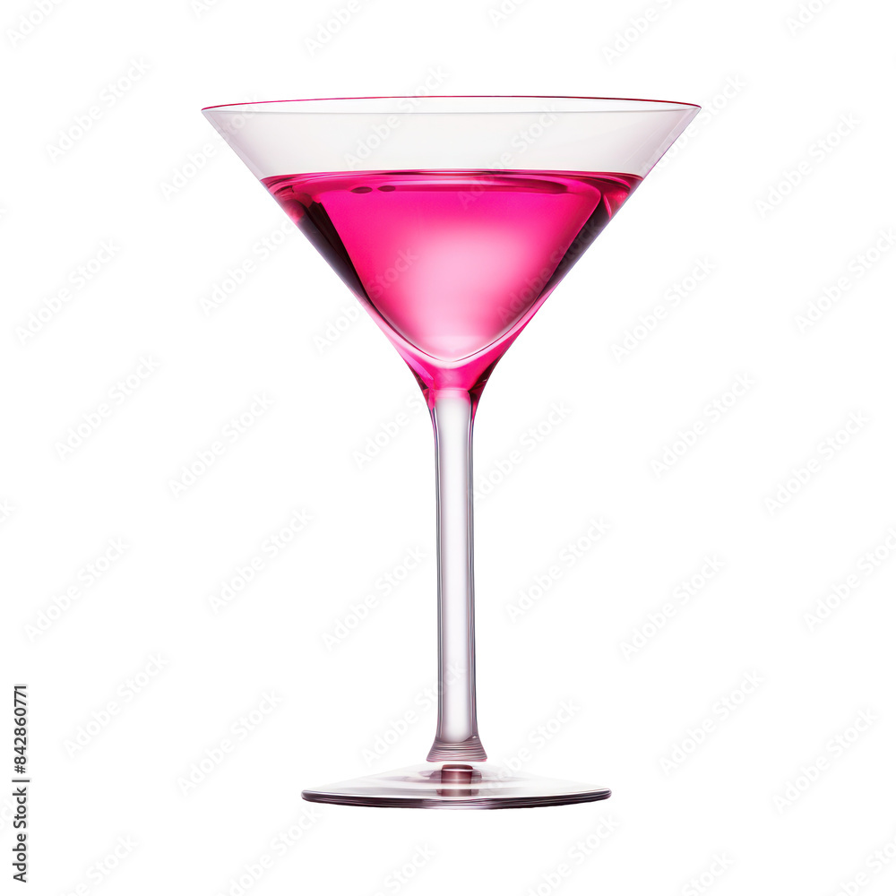 Elegant Pink Cocktail In Classic Martini Glass On Isolated Background. Elegant Pink Cocktail In Classic Martini Glass On Isolated Background.
