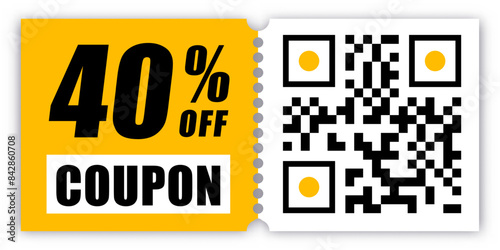 Discount coupon or voucher with qr code ideal for promotions and sales