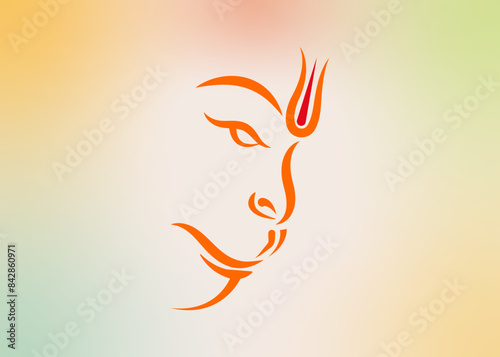 Hanuman face. illustration of Hanuman Jayanti celebrates the birth of Lord Sri Hanuman