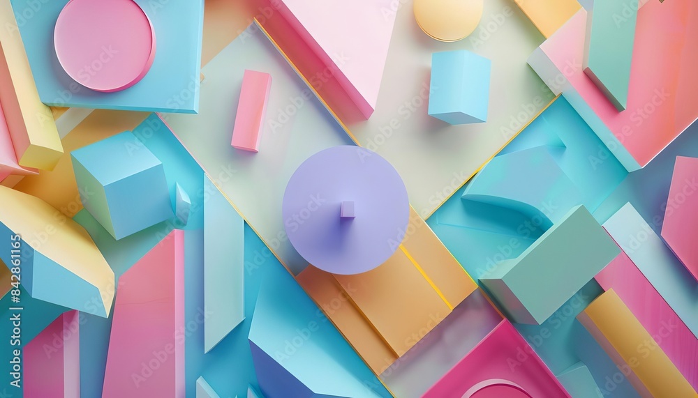 Abstract geometric shapes with pastel colors, Abstract geometric shapes with pastel colors,