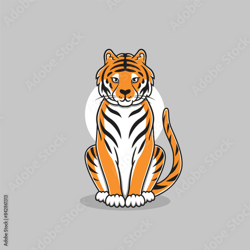 Tiger clipart. Flat vector illustration.
