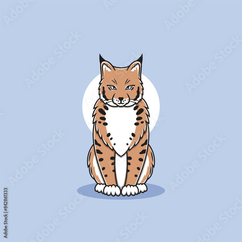 Lynx clipart. Flat vector illustration.