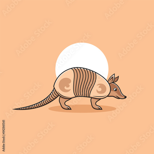 Armadillo clipart. Flat vector illustration.