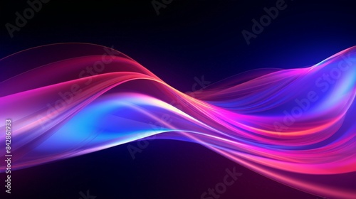 Wallpaper Mural Abstract glowing wave pattern with vibrant colors on a dark background, representing flow and motion in a digital art style. Torontodigital.ca