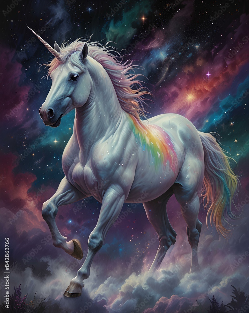 A dreamy pastel background of twinkling stars and colorful clouds. In the foreground, a majestic rhino leaps gracefully
A dreamy pastel background of twinkling stars and colorful clouds. In the foreground, a majestic rhino leaps gracefully