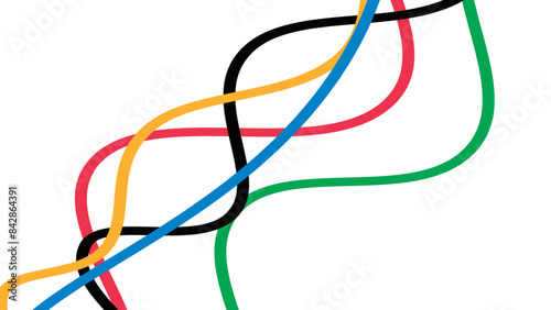 Olympic games straight lines. Olympic color ring, game line, modern design. vector illustration