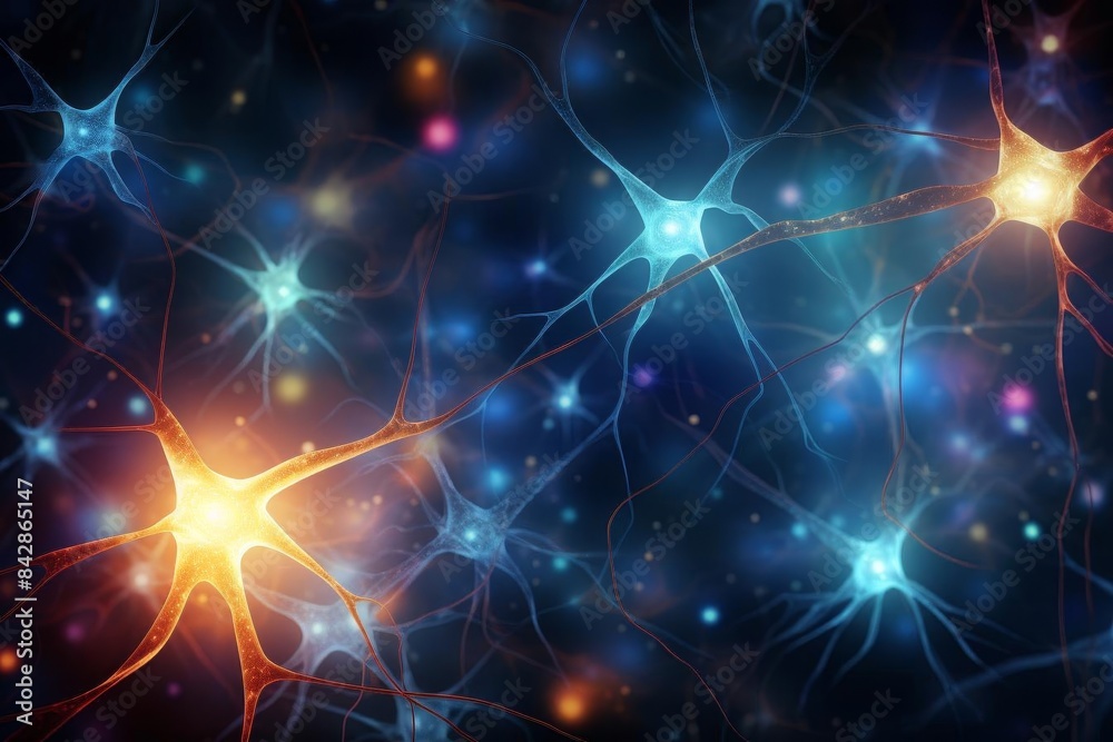 Another image showing interconnected neurons with glowing synapses Another image showing interconnected neurons with glowing synapses