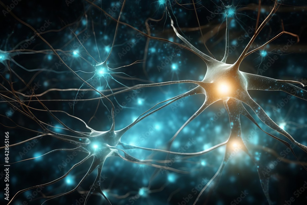 Another image showing interconnected neurons with glowing synapses Another image showing interconnected neurons with glowing synapses