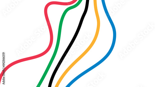 Olympic games straight lines, Olympic color ring, game line, modern, design. Banner or backdrop with colorful stripes symbol and copy space for text. vector illustration