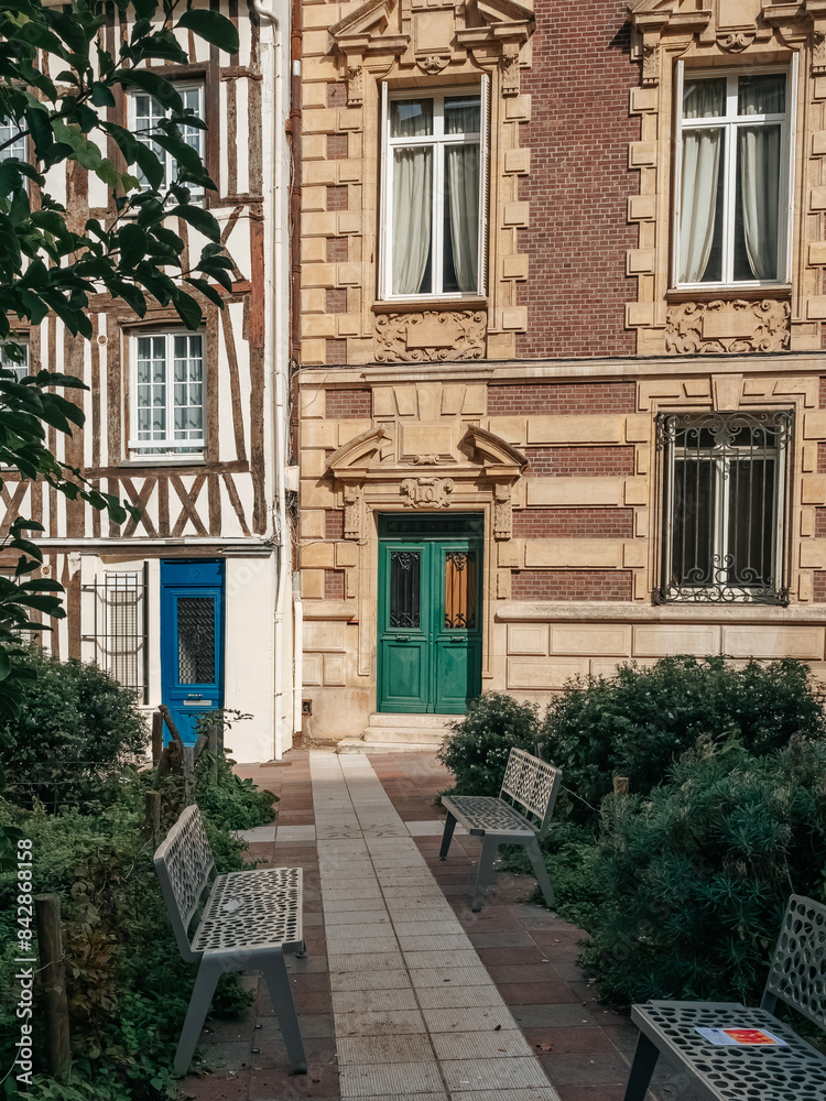 Fototapeta premium Facade of house in Rouen Old Town