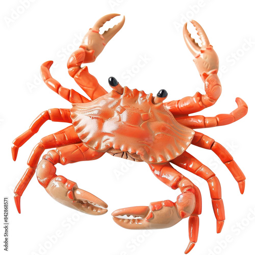 A red crab with large claws, isolated on a black background. photo