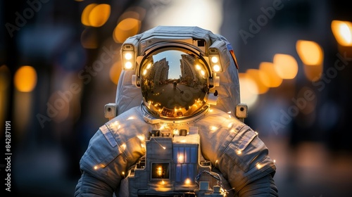 Team of astronauts in spacesuits aboard the orbital station. A crew of cosmonauts piloting the spaceship.
