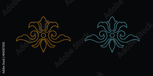 Rhinestone vector Design. rhinestone elephant vector design for Illustration of collar neck decoration with rhinestones in the form of a necklace. Flower  Transfer  Rhinestone. 