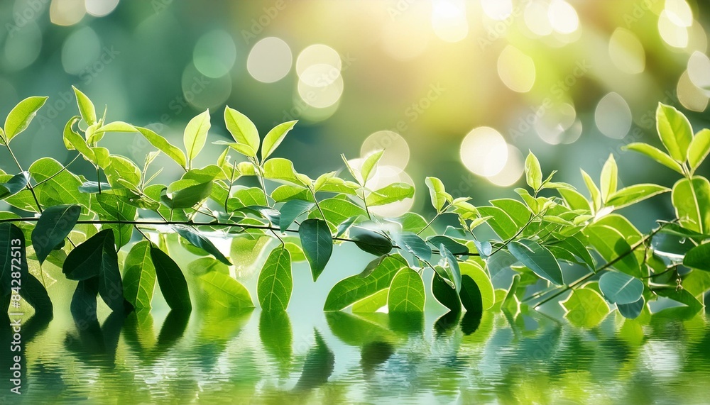 Nature's Blur: Soft Focus Background of Water and Plants Nature's Blur: Soft Focus Background of Water and Plants