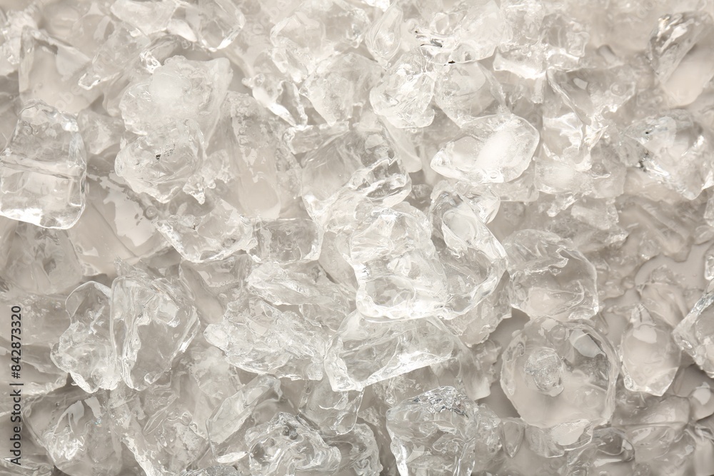 Pieces of crushed ice as background, top view Pieces of crushed ice as background, top view