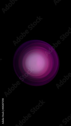 Violet, pink and purple light circles. Seamless loop. Vertical. Black background for composition. Abstract and sci-fi concepts. 