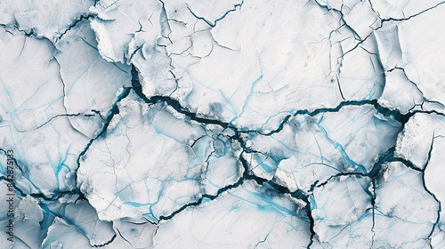 An abstract image of cracked textures with blue veins on a white backdrop, perfect for backgrounds or artistic designs.