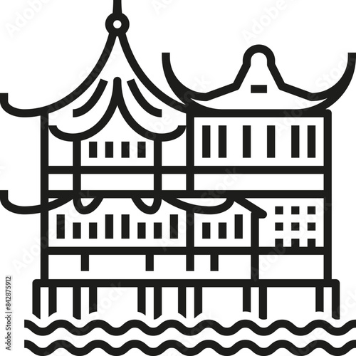 Shanghai – China: Old City (outline icon)