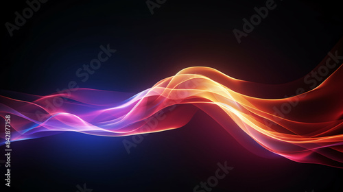 Abstract colorful glow wavy line on dark background, futuristic design element for technology concept and digital marketing with copy space